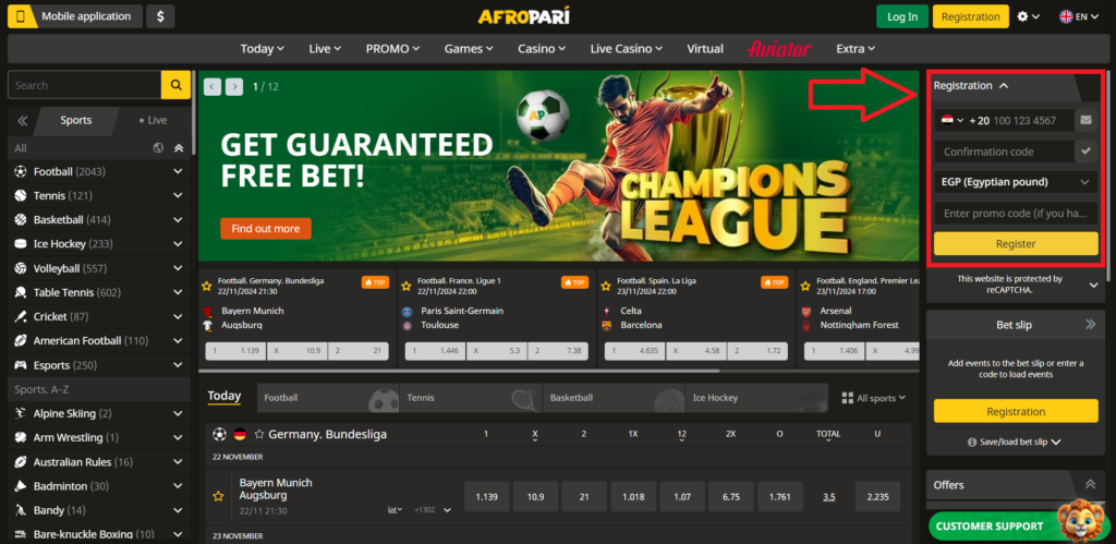 AfroPari Interface and Navigation on Bookmaker Site