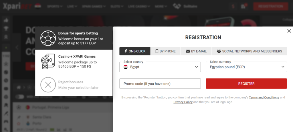 Registration on the Bookmaker Site XPariBet