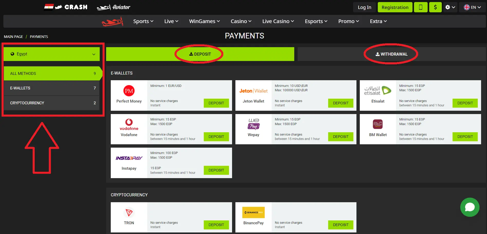 Payments for Egypt Payments for Egypt